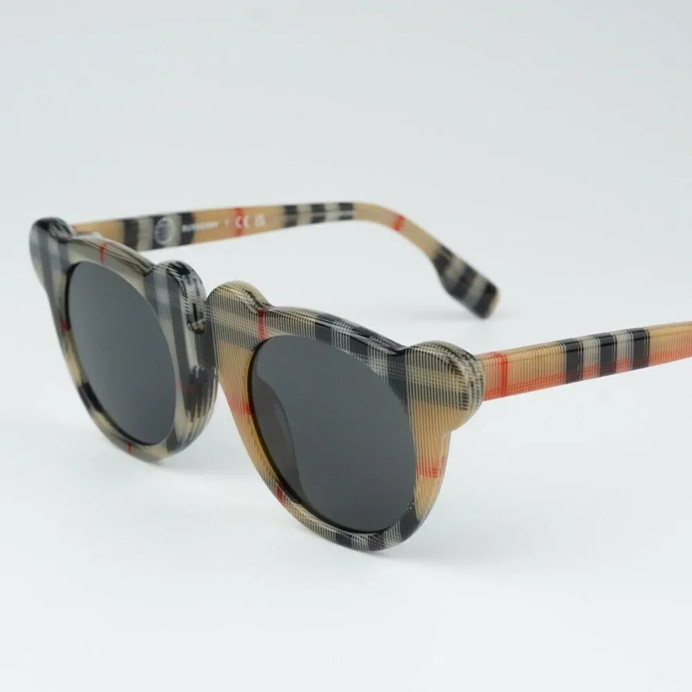 NEW Burberry JB4355 KIDS 377887 Vintage Check Dark Grey Round Unisex Sunglasses